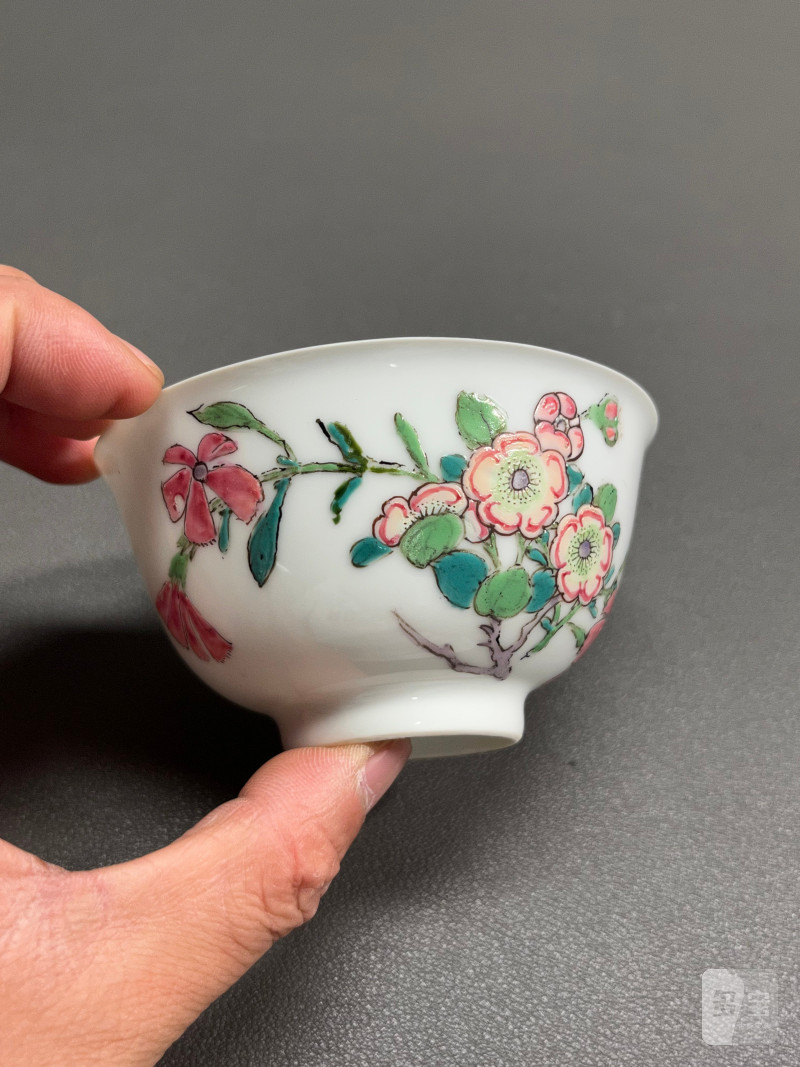 清雍正  粉彩花卉纹茶圆 - 图4